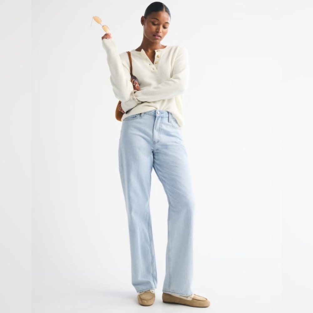 Abercrombie & Fitch Pale Blue Straight-Leg Jeans